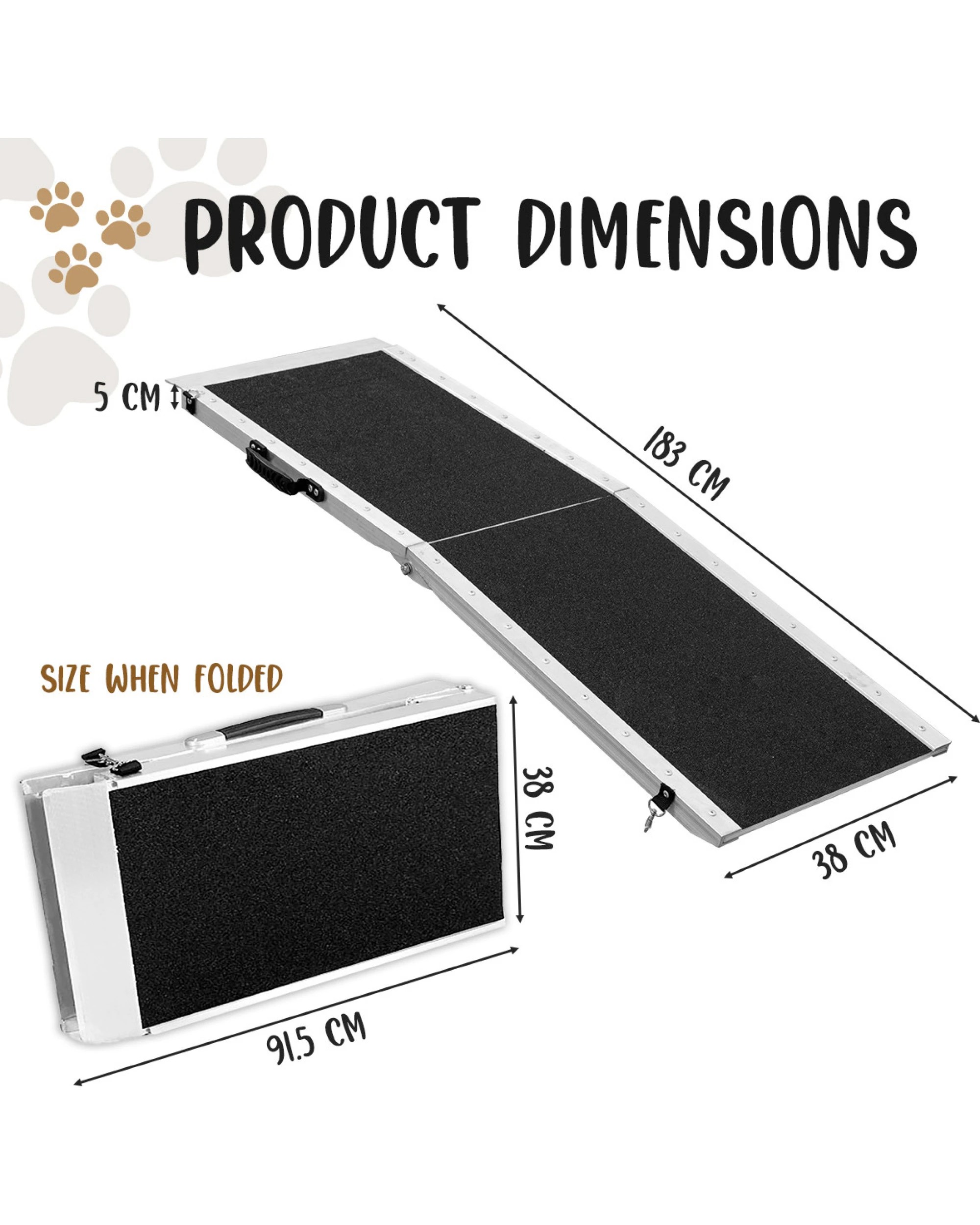 2 Furtastic Foldable Aluminium Dog Ramp - 183 x 38cm, 2 of 6