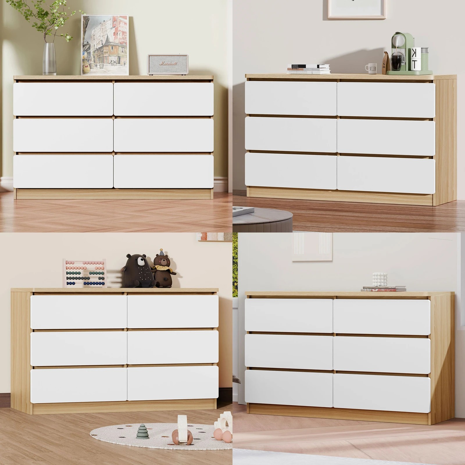 4 Alfordson 6 Chest of Drawers Minimalist Storage Cabinet Dresser - Oak, 4 of 10