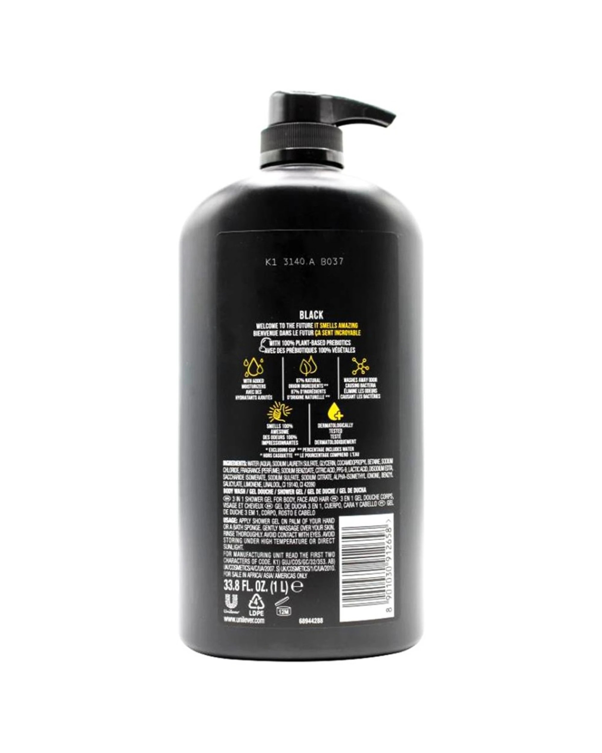 4 Axe 6pk Men's 3 In 1 Face Hair Body Wash Frozen Pear & Cedarwood 1L - Black, 4 of 4