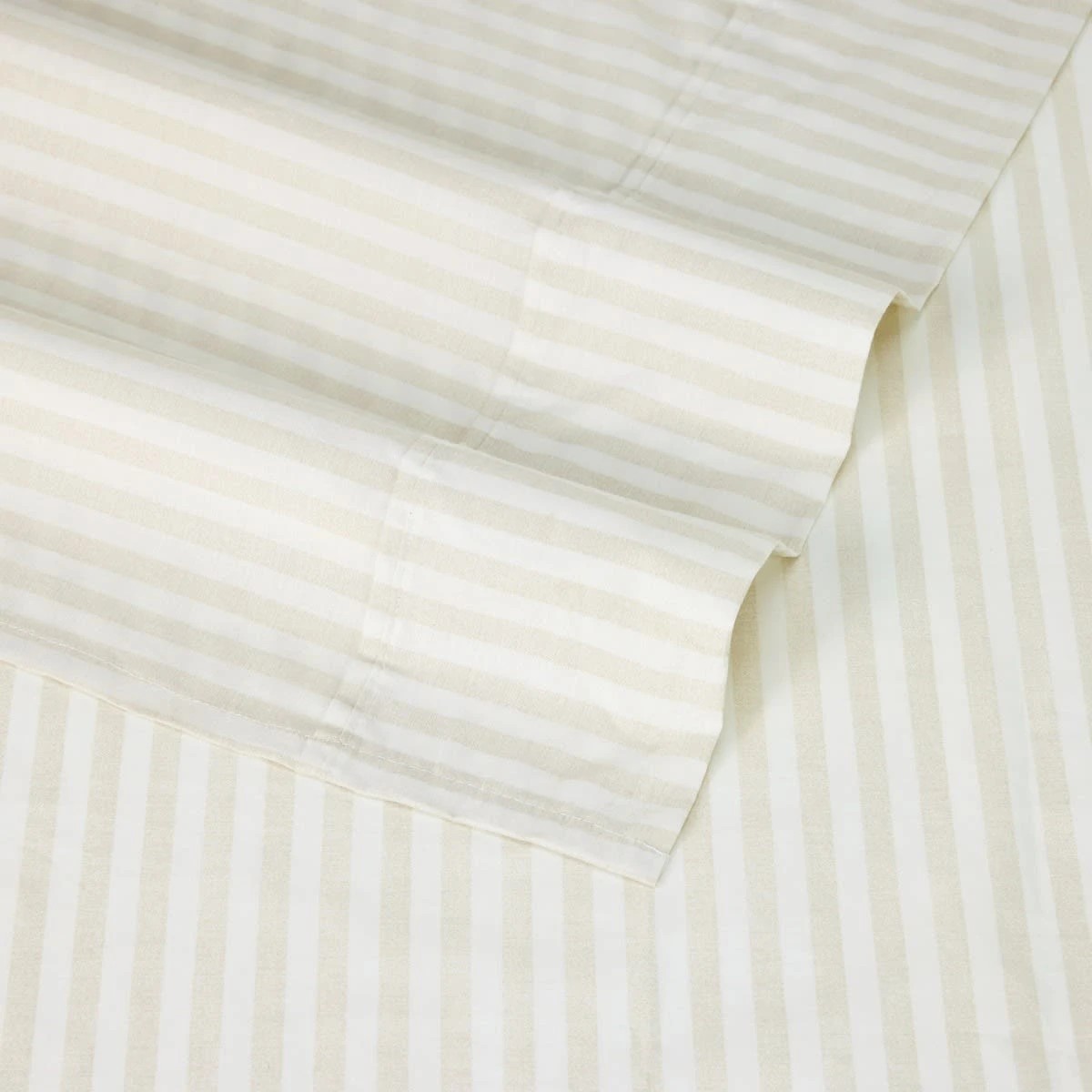 4 250 Thread Count Stripe Cotton Sheet Set - Queen Bed, Natural, 4 of 7