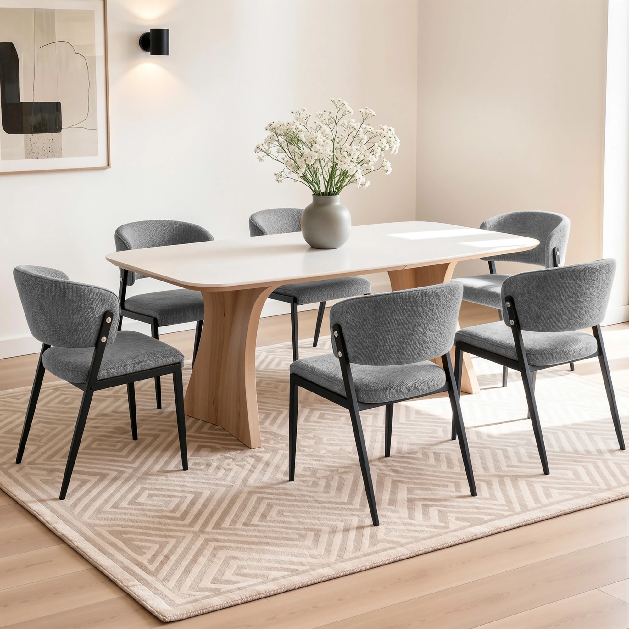 9 Artiss Dining Chairs Set of 6 Linen Fabric Soft Upholstered Chairs - Grey, 9 of 9