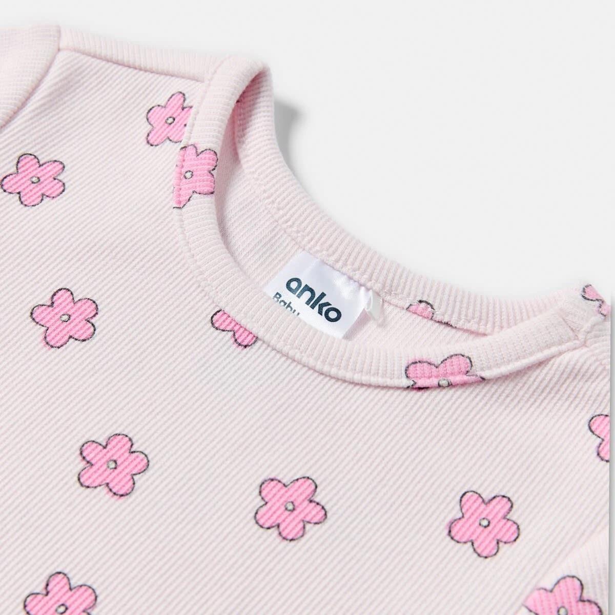 6 3 Pack Short Sleeve Ribbed T-shirt PINK DAISIES, 6 of 8