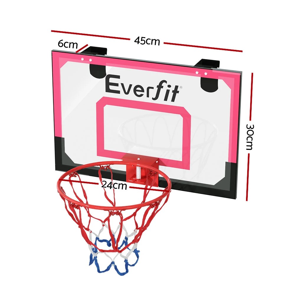 2 Everfit 23" Mini Basketball Hoop Backboard Door Wall Mounted Sports Kids - Red, 2 of 7