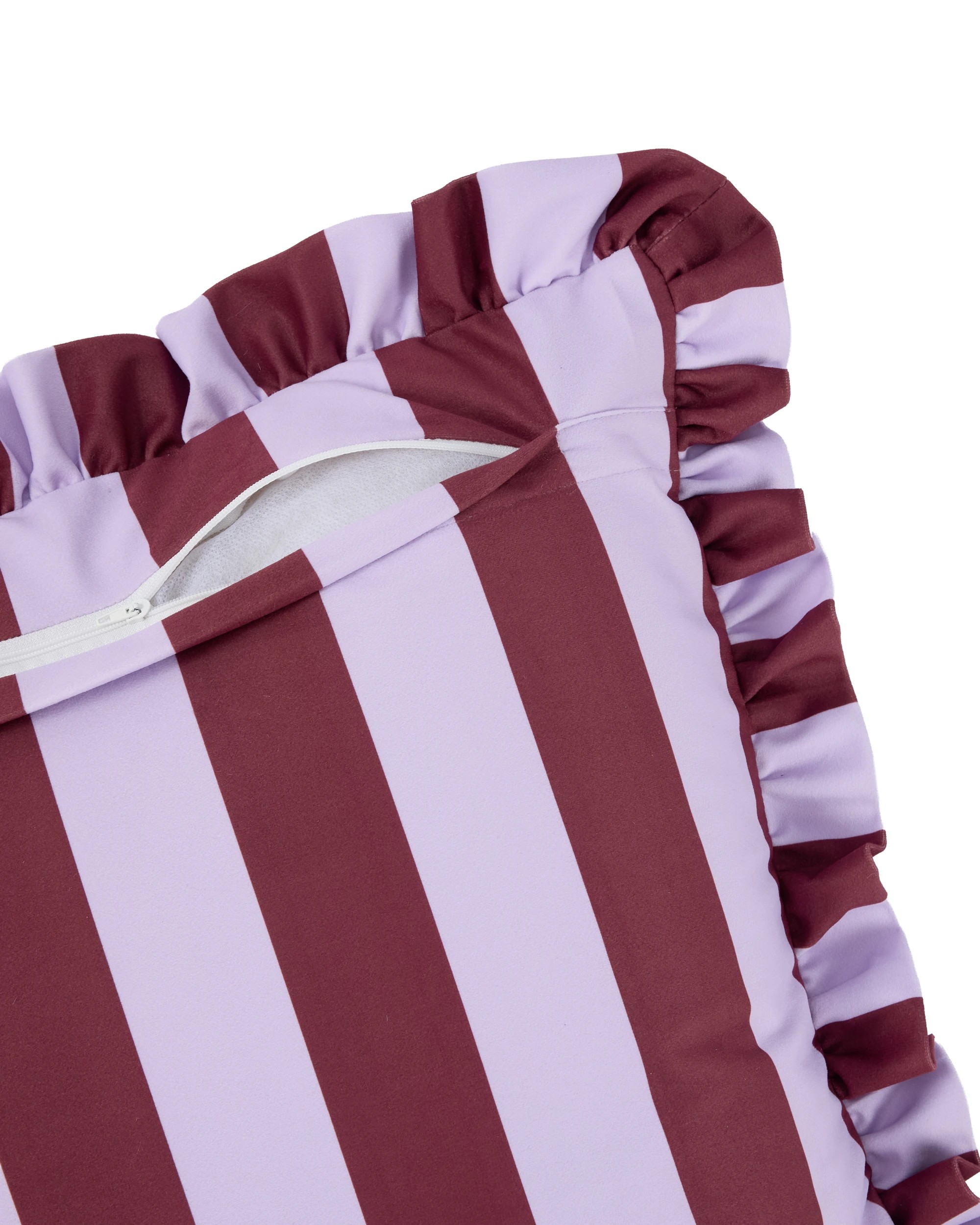 4 50cm Ruffle Cushion - Port/Lilac, 4 of 4