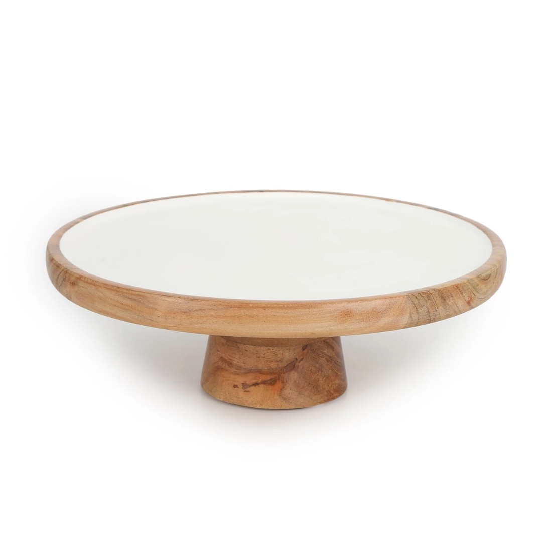 1 White Enamel and Acacia Wood Serve Stand, 1 of 7