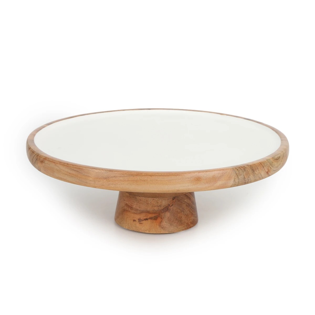 1 White Enamel and Acacia Wood Serve Stand, 1 of 7