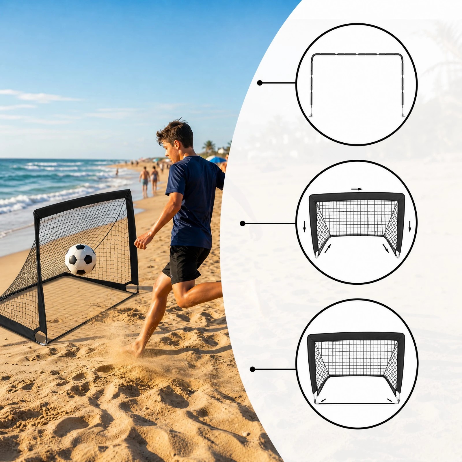 4 Costway 2x Portable Football Goals 120x92cm Pop Up Football Net Post w/Carry Bag, 4 of 7