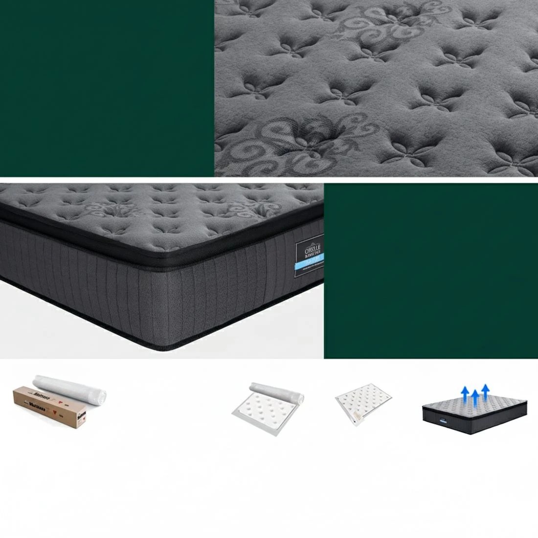 7 Bed Mattress Giselle 34cm Queen - Queen Bed - Grey, 7 of 7