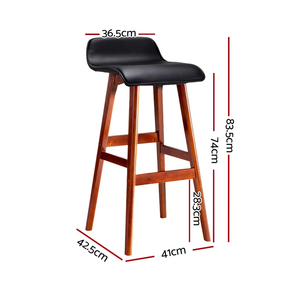 2 Artiss 4x Bar Stools Wooden Stool - Black, 2 of 6