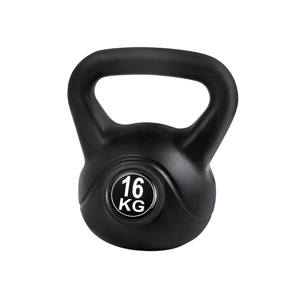 1 Everfit 16kg Kettlebell Set Weight Lifting Bench Dumbbells Kettle Bell Gym Home - Black, 1 of 6