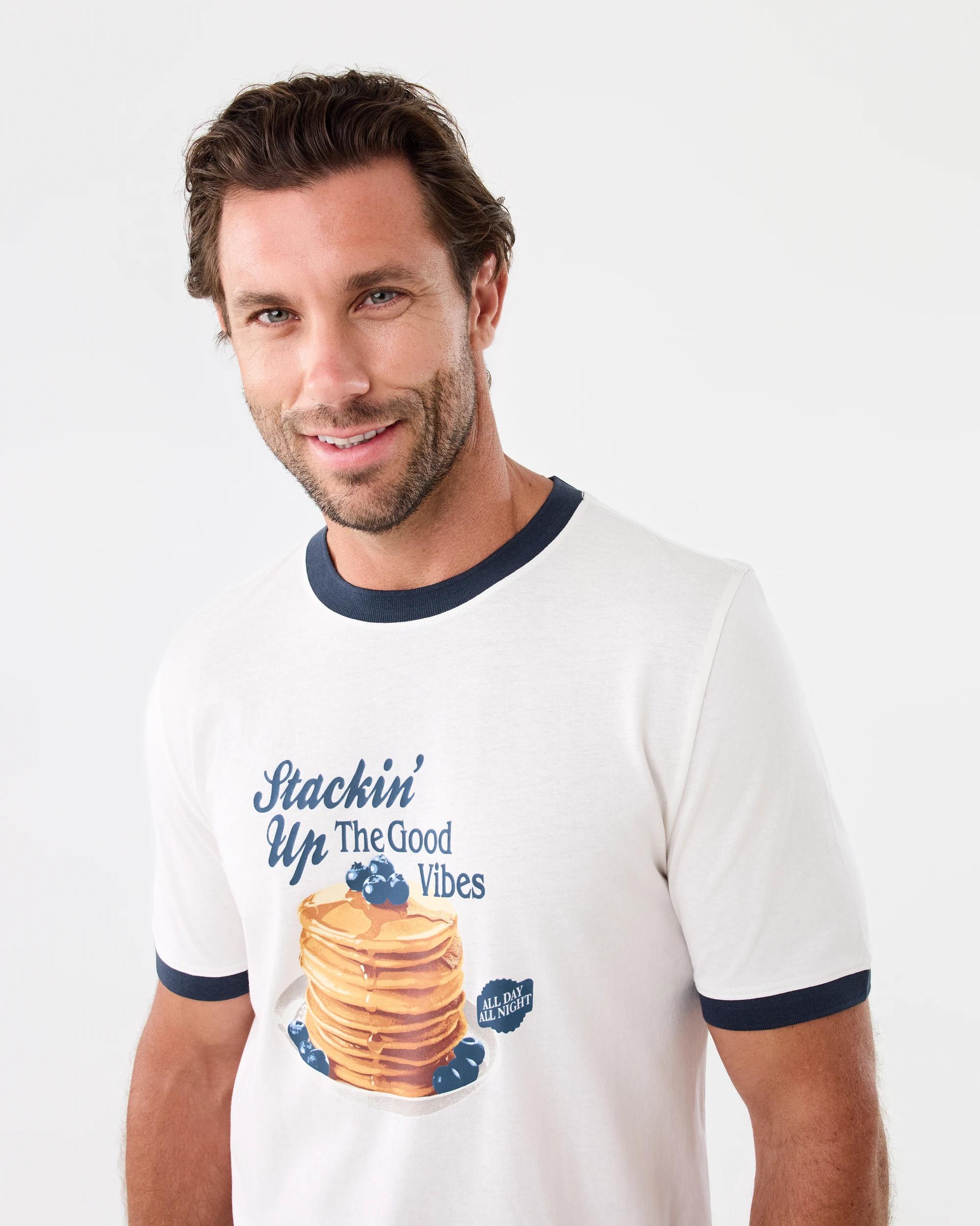 4 Short Sleeve Print Long Pants Pyjama Set Wht Pan, 4 of 8