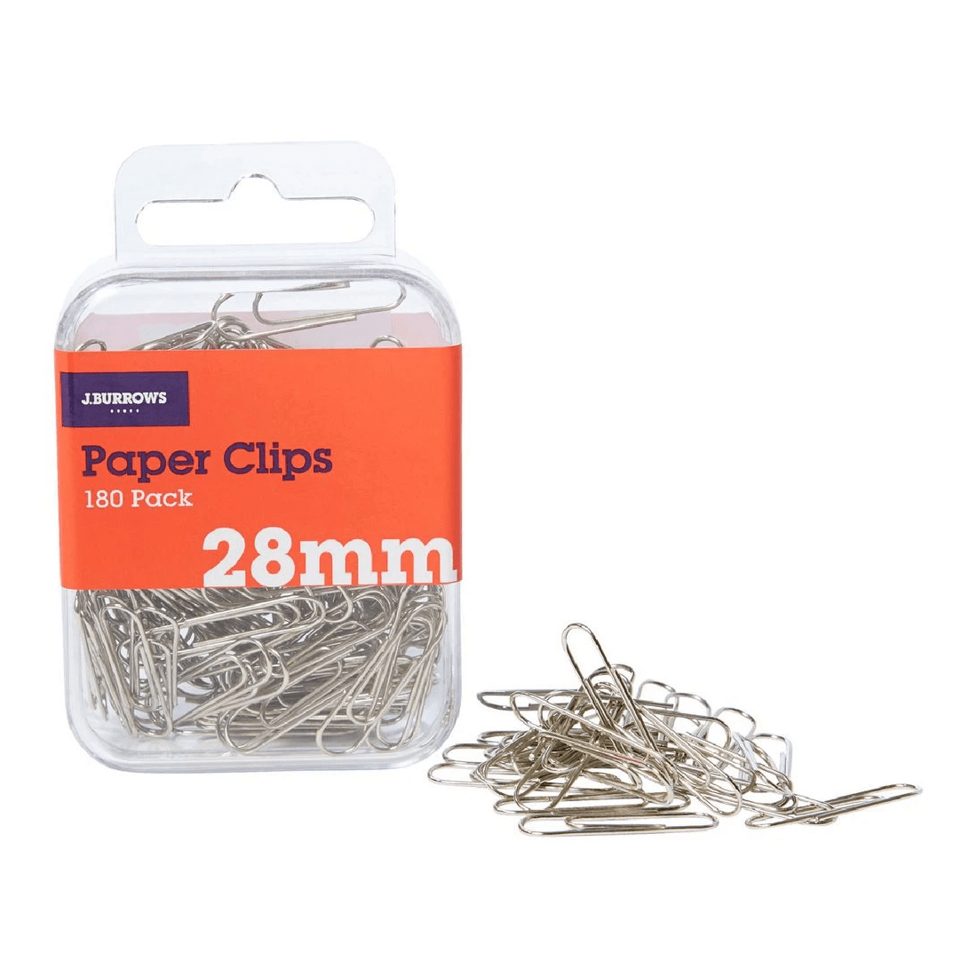 1 J.Burrows 28mm Paper Clips Silver 180 Pack, 1 of 3