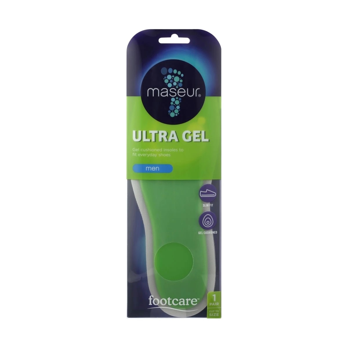 1 Footcare Ultra Gel Insoles - Green, 1 of 3