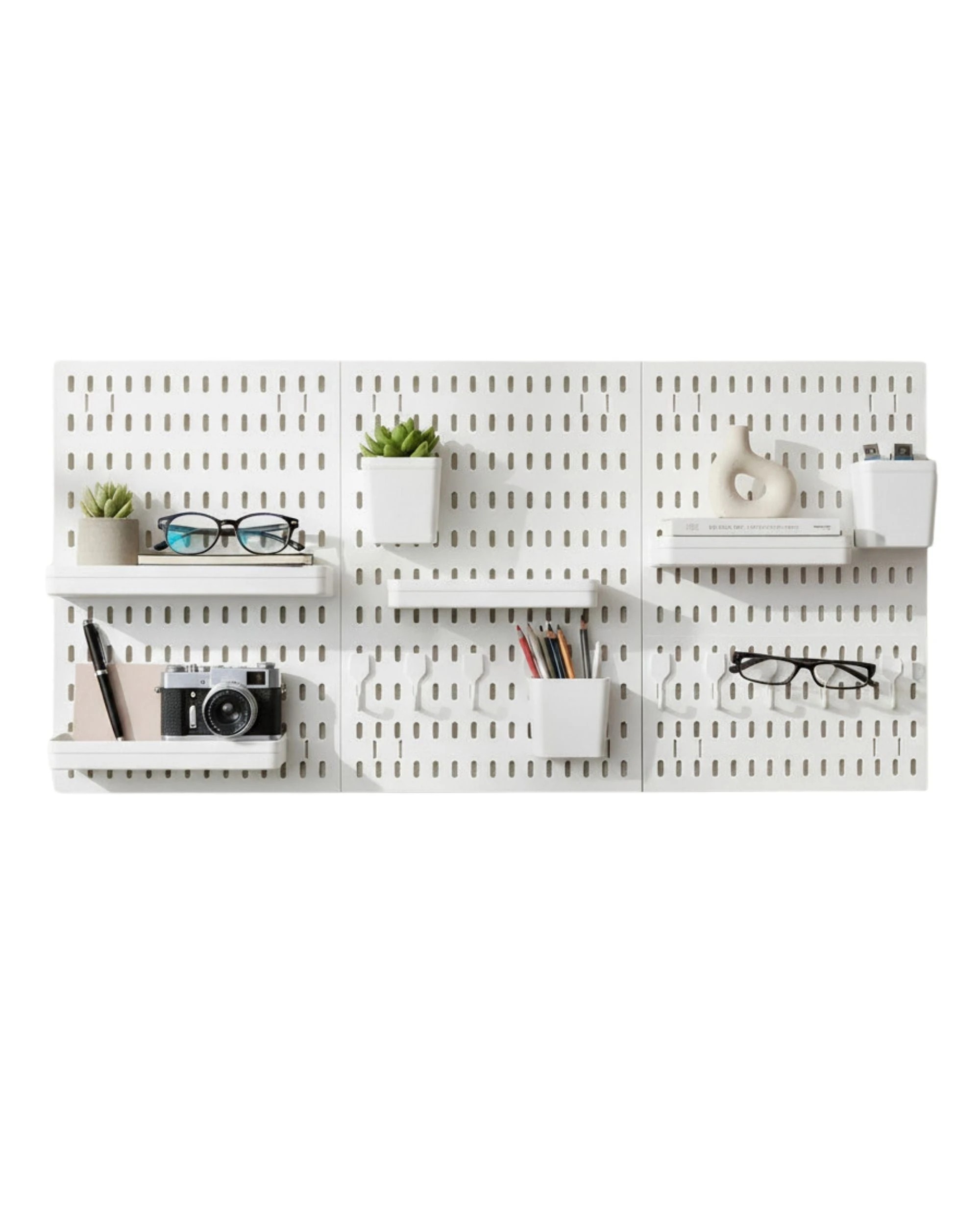2 Kitchee Pegboard Wall Organiser Storage Kit 18 with Hooks and Baskets White, 2 of 3