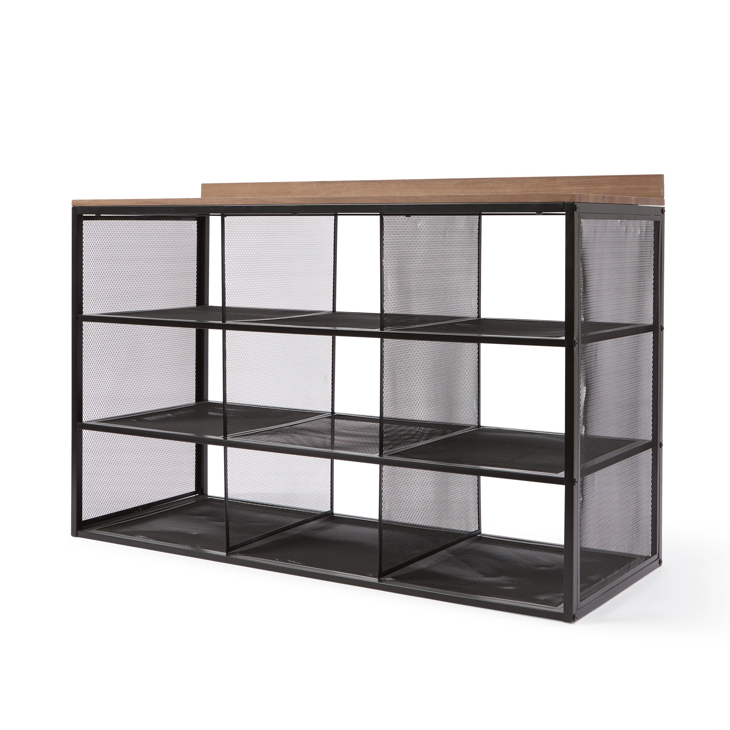 2 Metal and Walnut Look Shoe Rack, 2 of 7