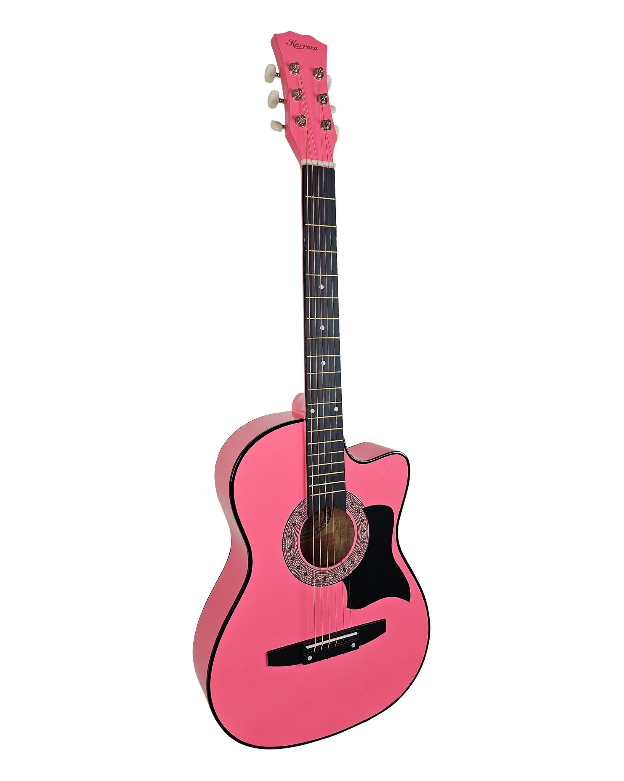 1 Karrera 38in Cutaway Acoustic Guitar with Guitar Bag - Pink, 1 of 5