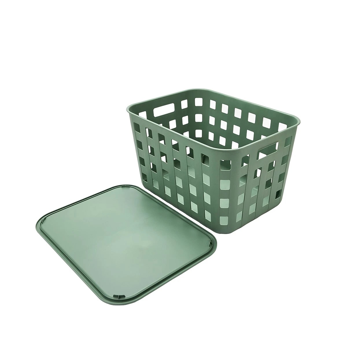 5 45L Rectangle Trellis Basket with Lid - Green, 5 of 8