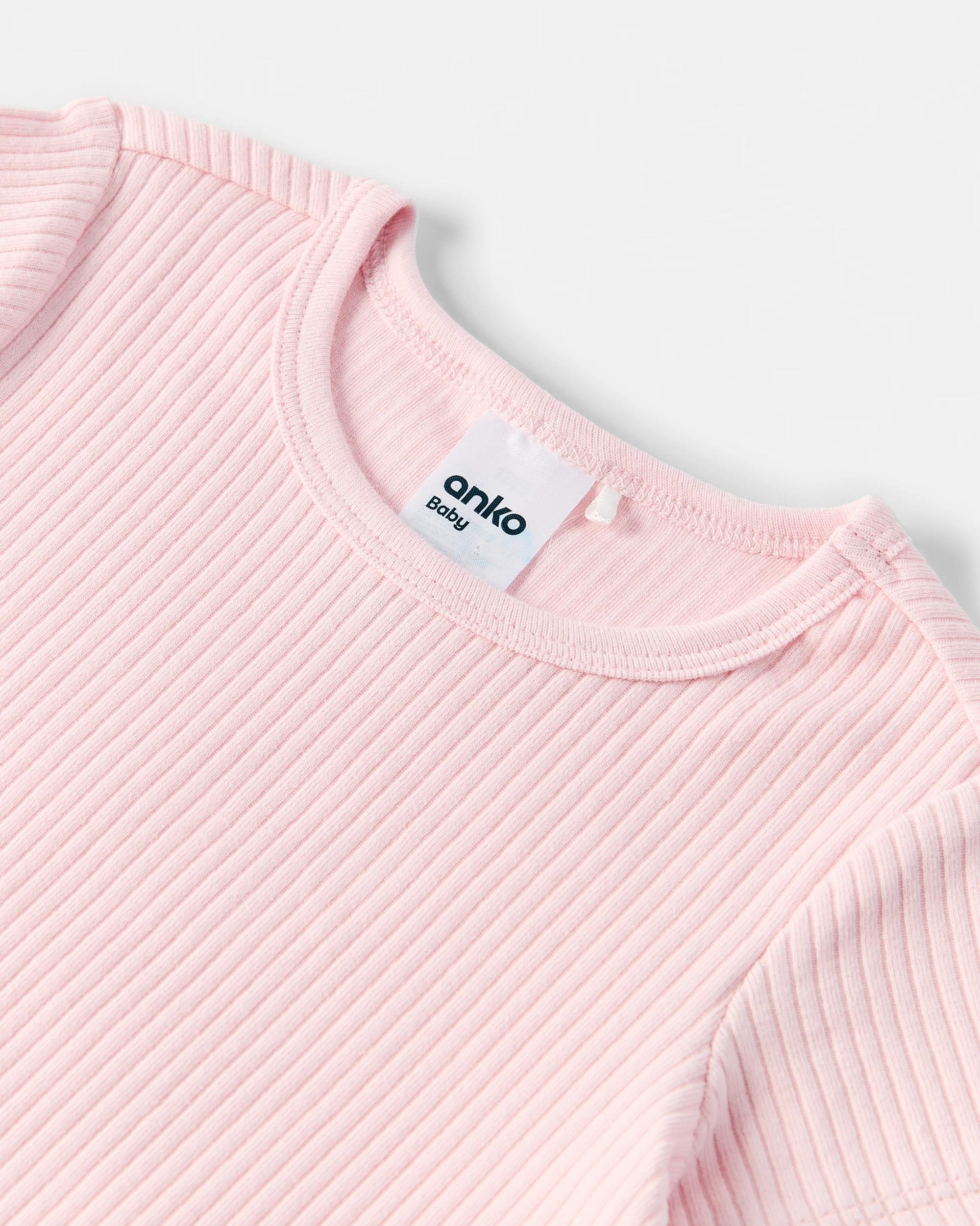 6 3 Pack Cotton Short Sleeve Rib Bodysuits Pnk Mpack, 6 of 8