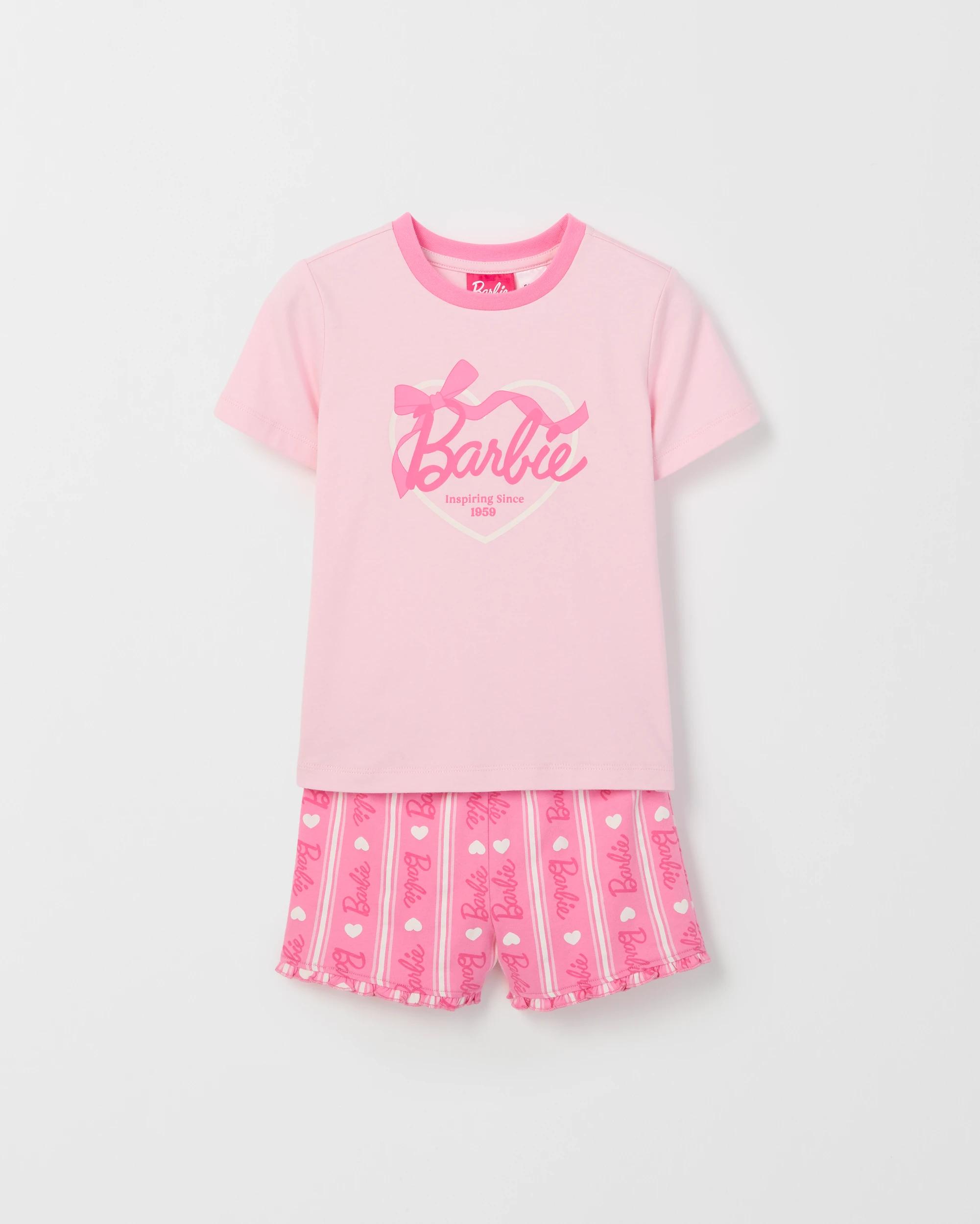 2 Barbie Australian Cotton Jersey 2 Pack Younger Girls Pyjama Set BARBIE PINK, 2 of 5