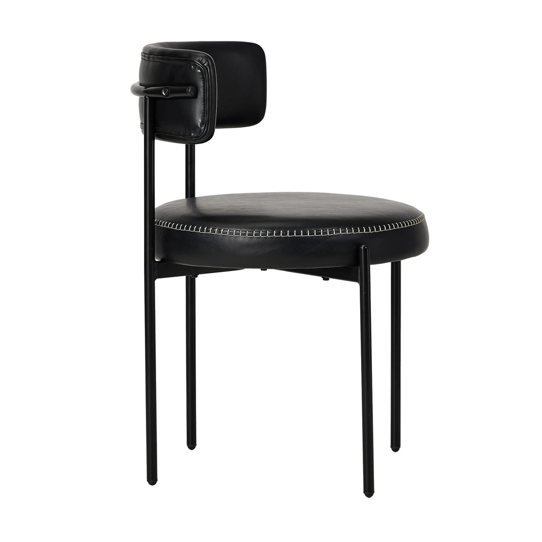 8 Oikiture 4x Dining Chair Round Kitchen Lounge Seats PU Leather - Black, 8 of 9