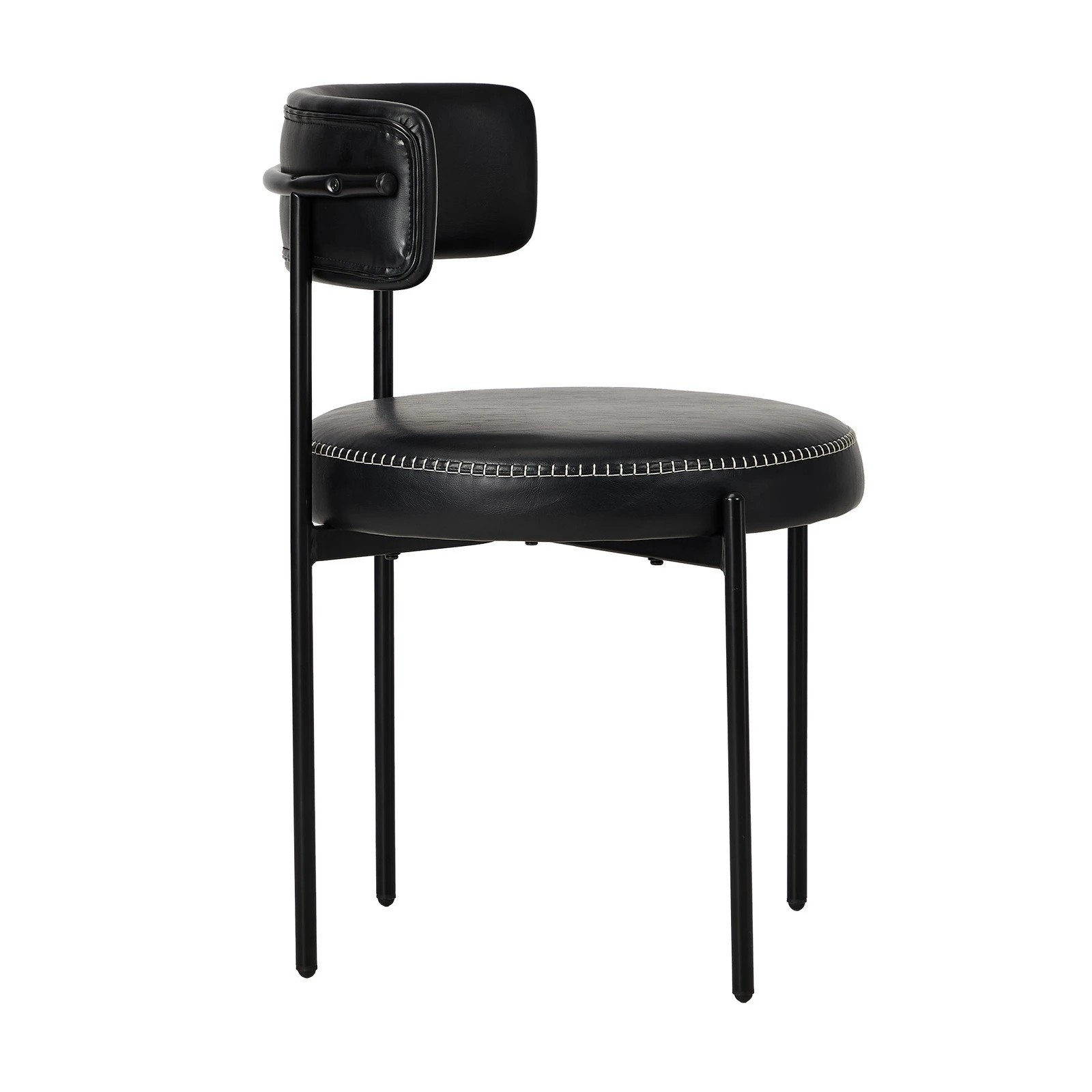 8 Oikiture 4x Dining Chair Round Kitchen Lounge Seats PU Leather - Black, 8 of 9