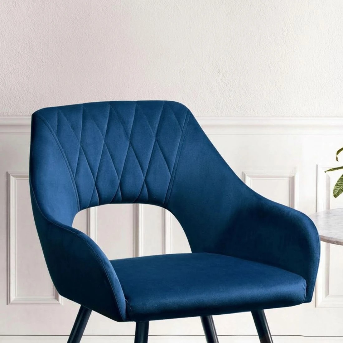 4 Artiss Dining Chairs Set of 4 Velvet Hollow Armchair - Blue, 4 of 5