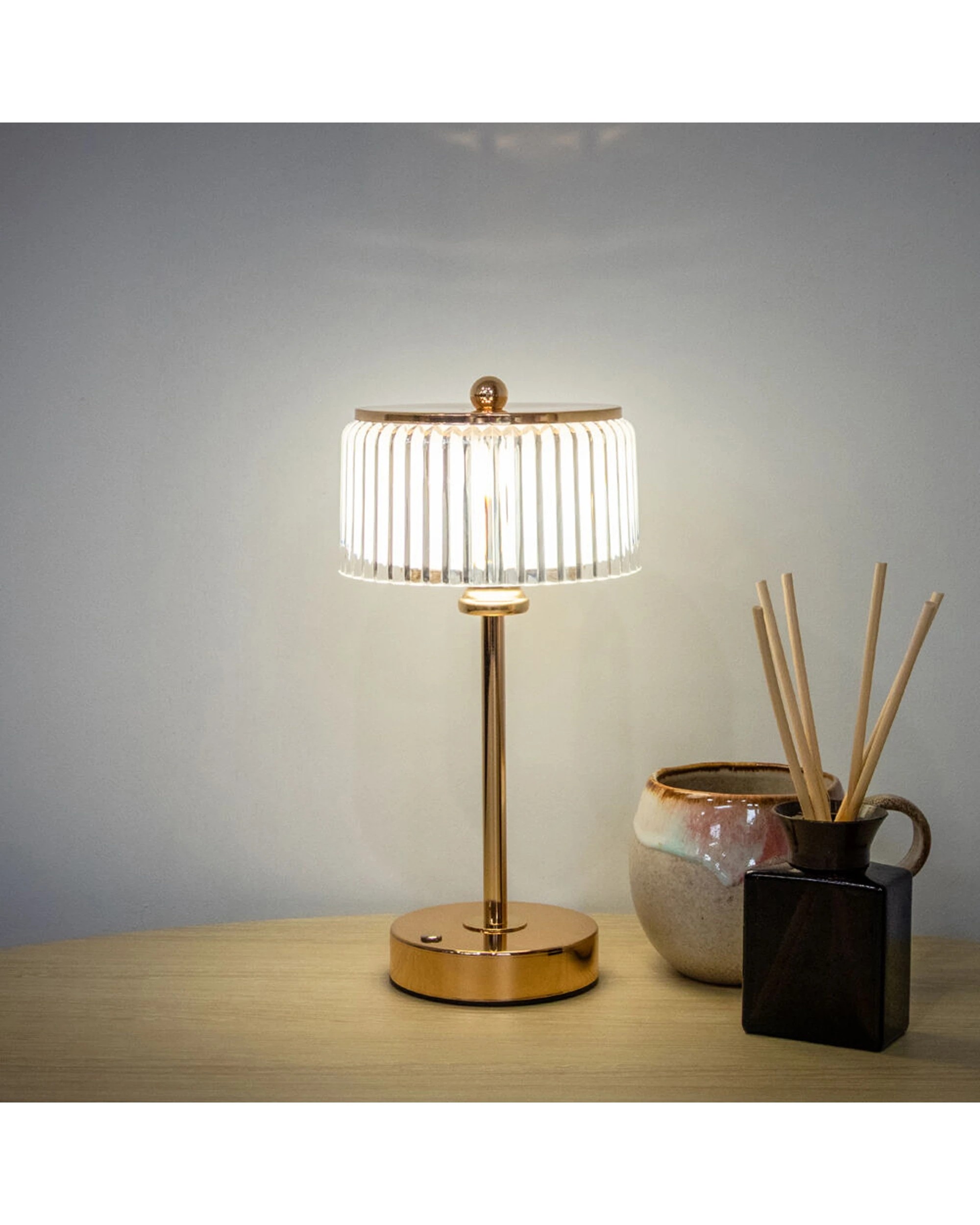 8 Boyle Rechargeable LED Table Lamp Acrylic Flute Shade Adjustable Lighting - Gold, 8 of 8