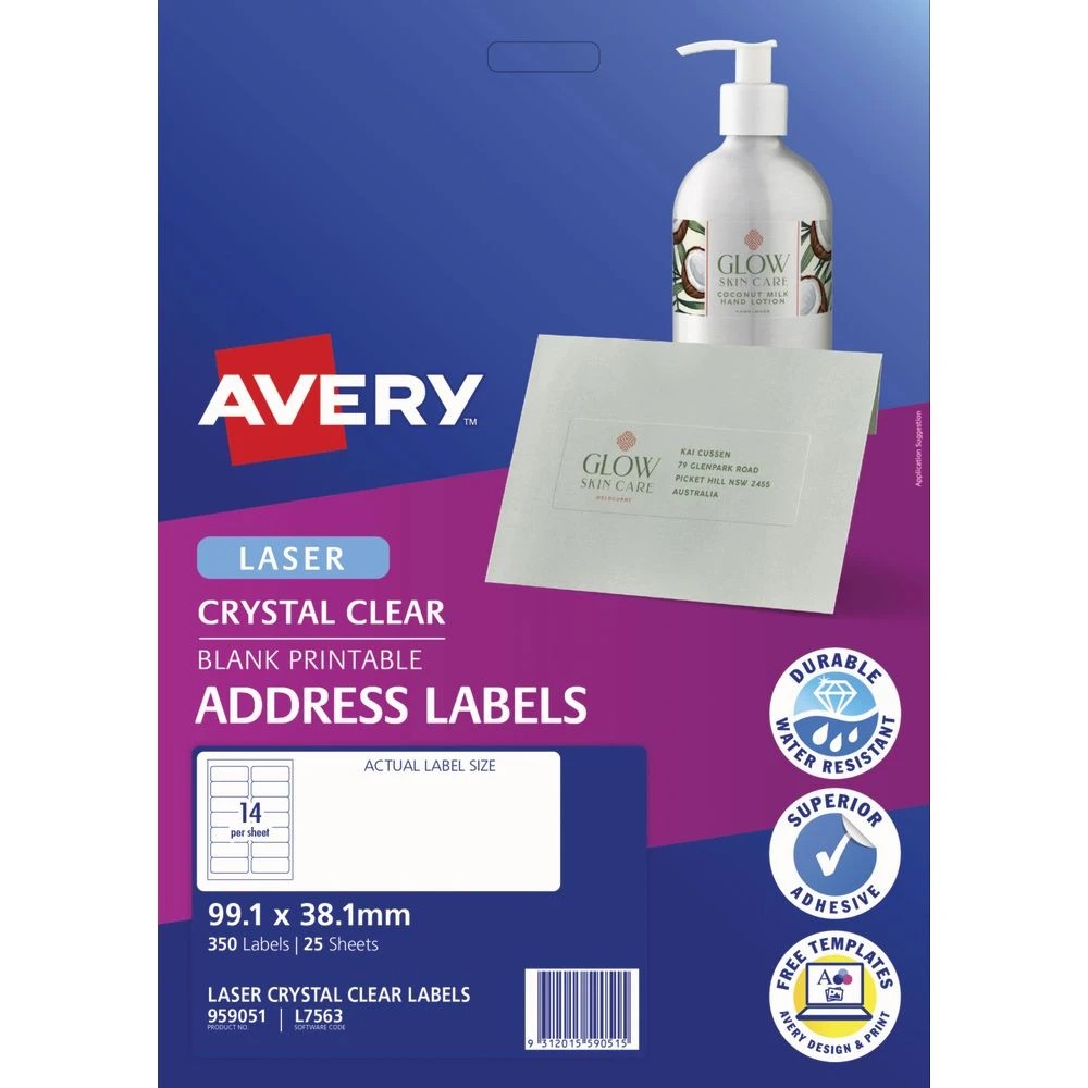 2 Avery 14UP Laser Address Labels Clear 25 Sheets, 2 of 5