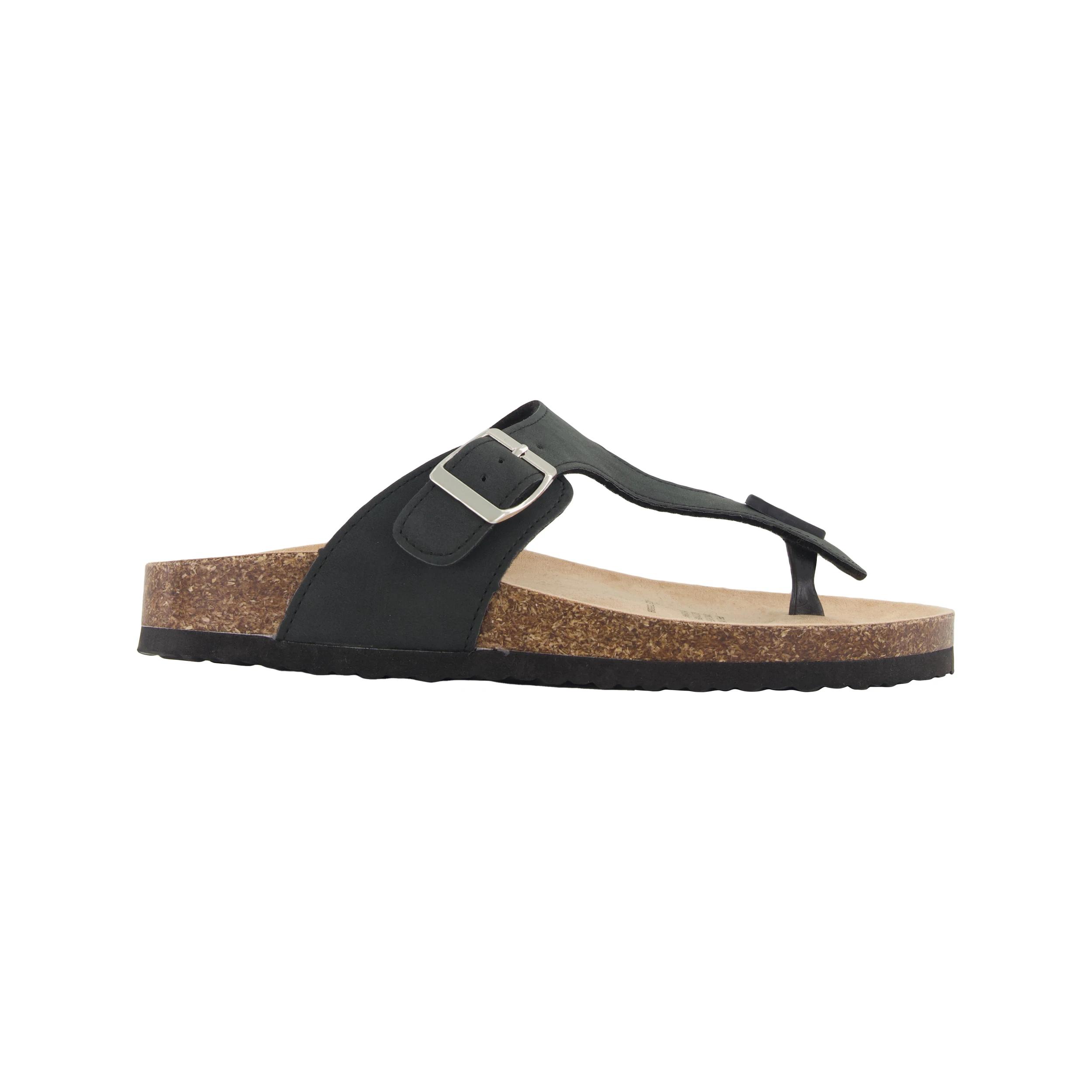 1 Footbed Toe Post Slides BLACK, 1 of 3