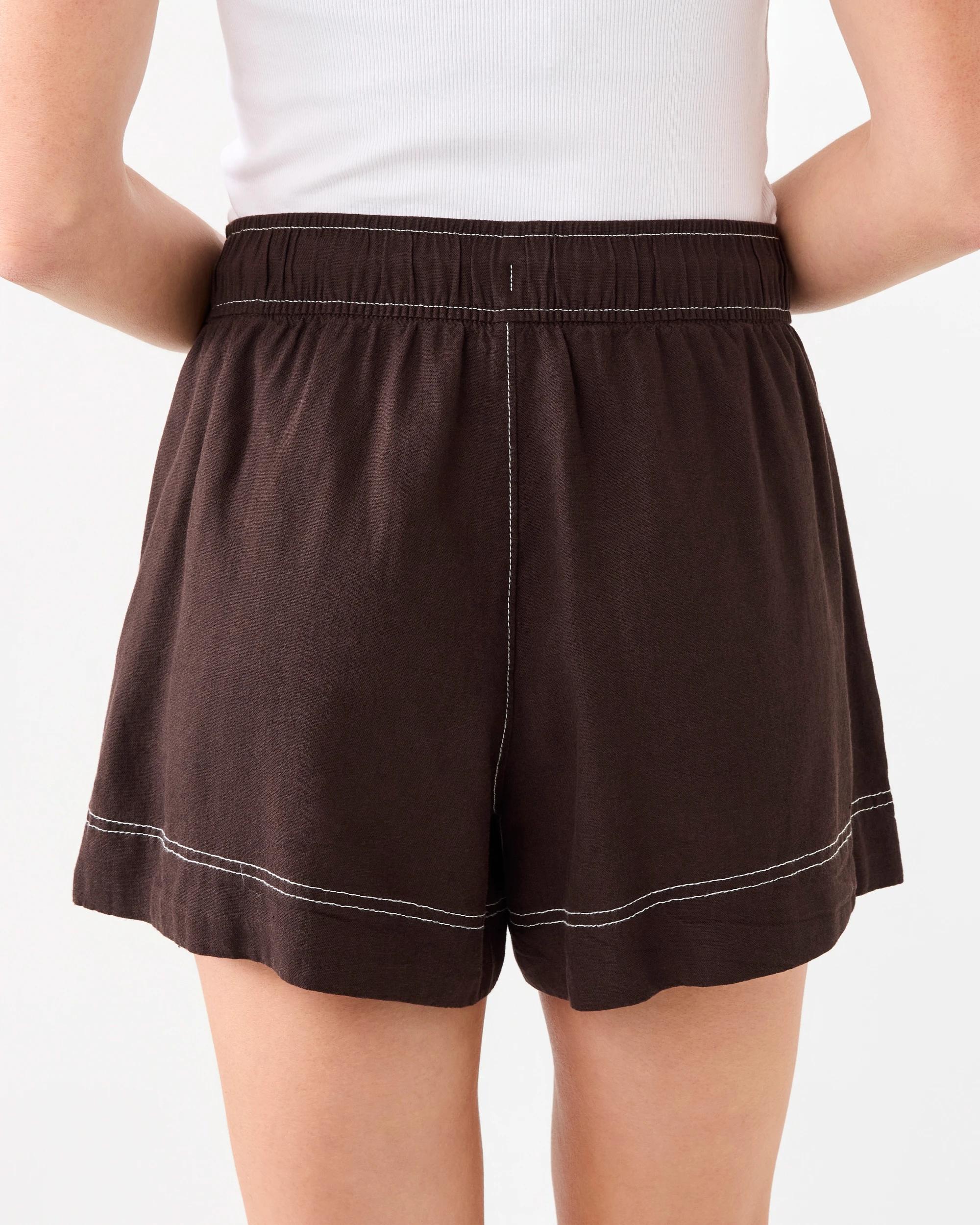3 Linen Blend Tie Waist Shorts Cbean, 3 of 6