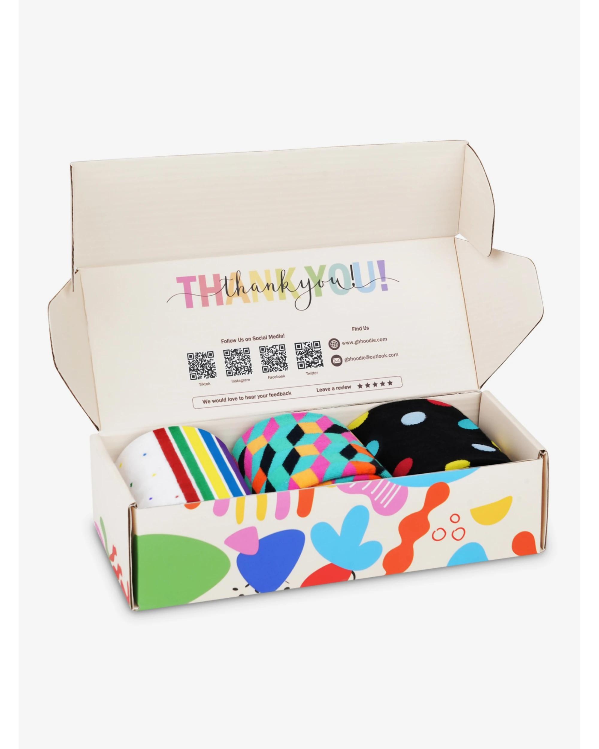 3 Advwin Medium Geometric Series 3-Pair Unisex Brightly Colored Fun Socks GEOMETRIC SERIES, 3 of 4