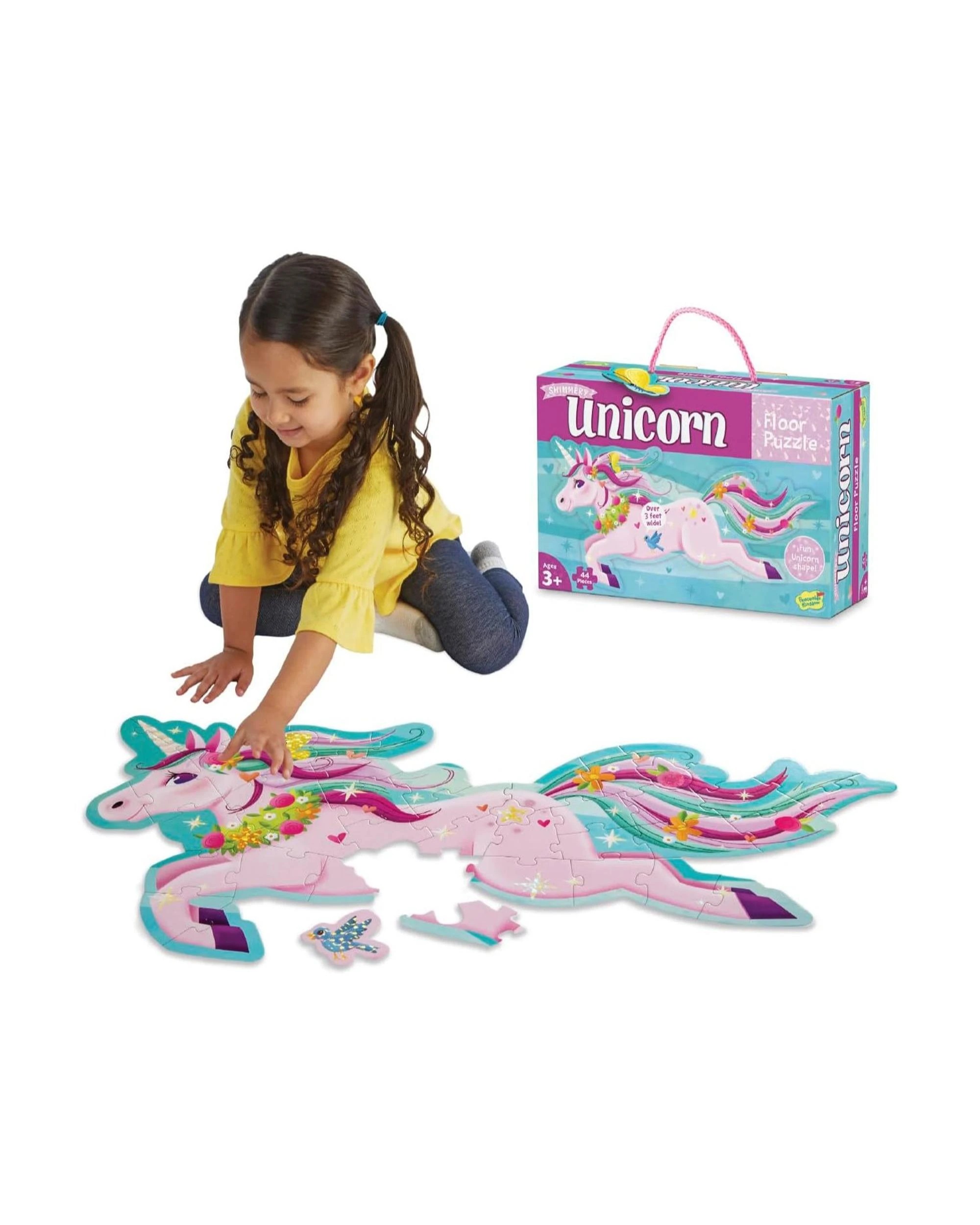 1 Peaceable Kingdom Shimmery Unicorn 44 Piece Floor Jigsaw Puzzle, 1 of 3