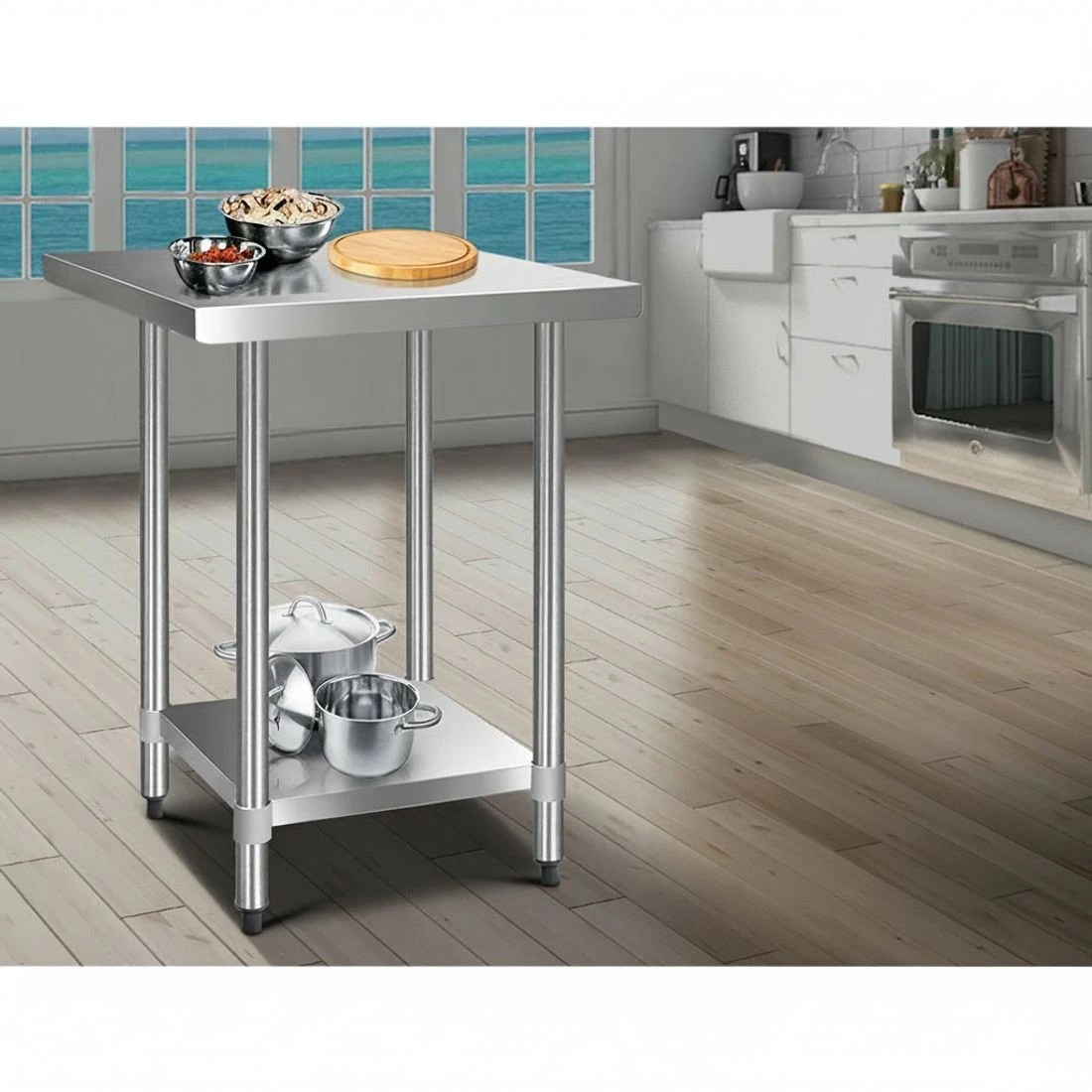 2 Cefito 760x760mm Stainless Steel Kitchen Bench - Silver, 2 of 5