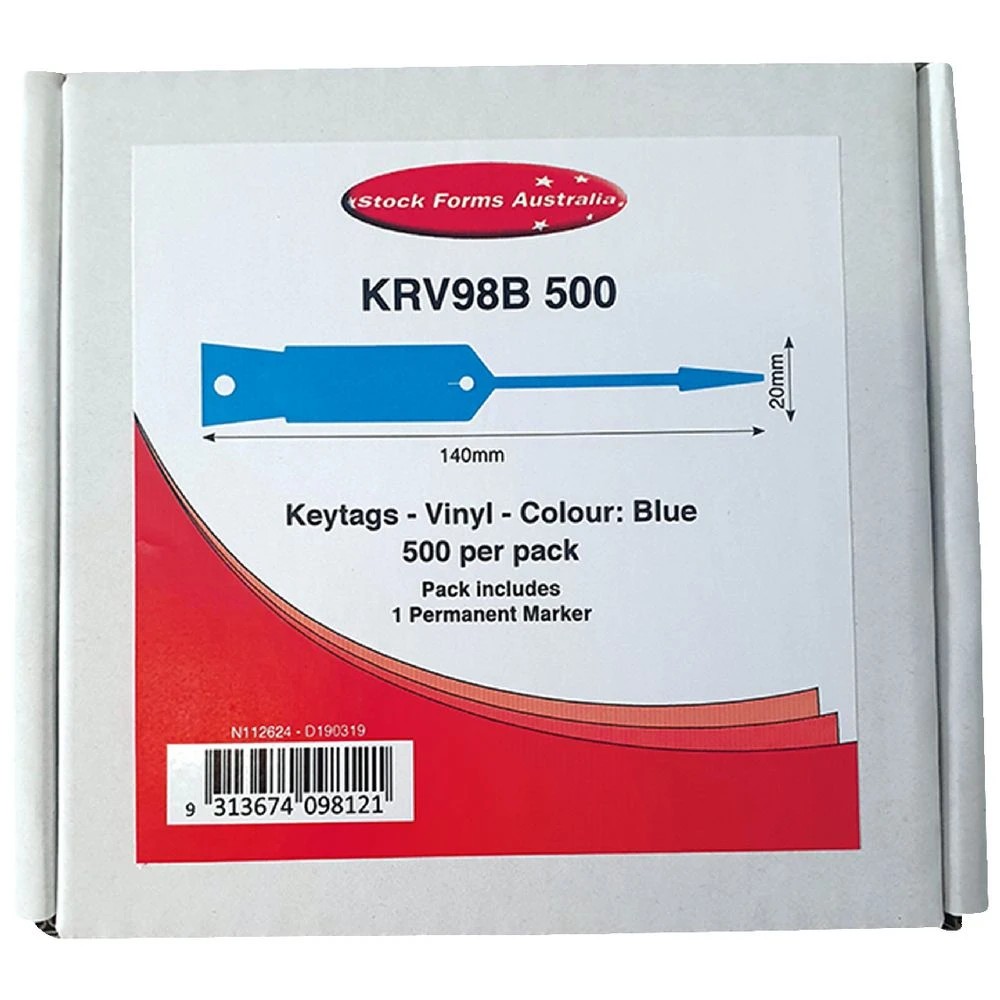 3 Disposable Vinyl Key Tags Blue 500 Pack, 3 of 3