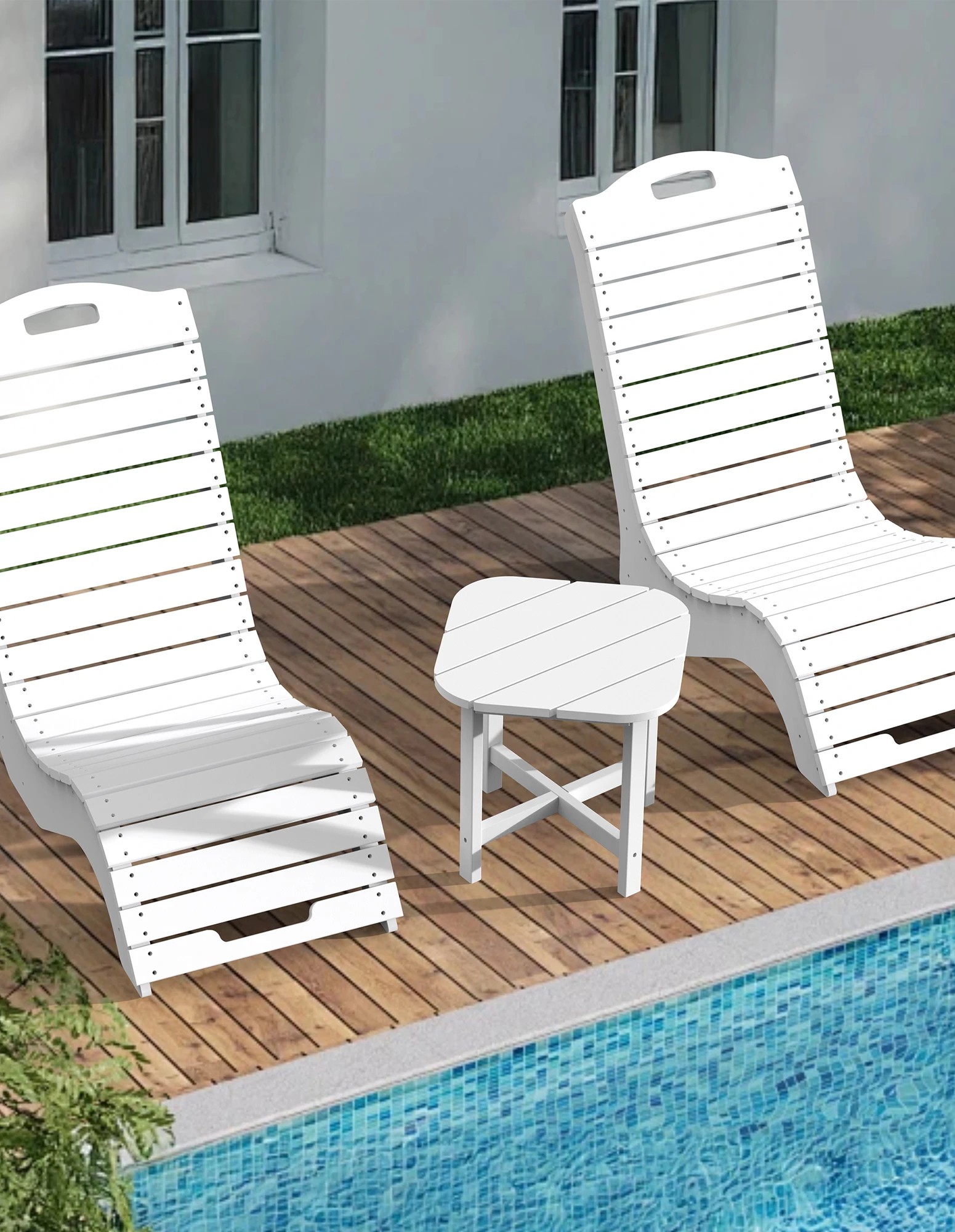 6 EHOMMATE Outdoor HDPE Adirondack Square Side Table - White - White, 6 of 8