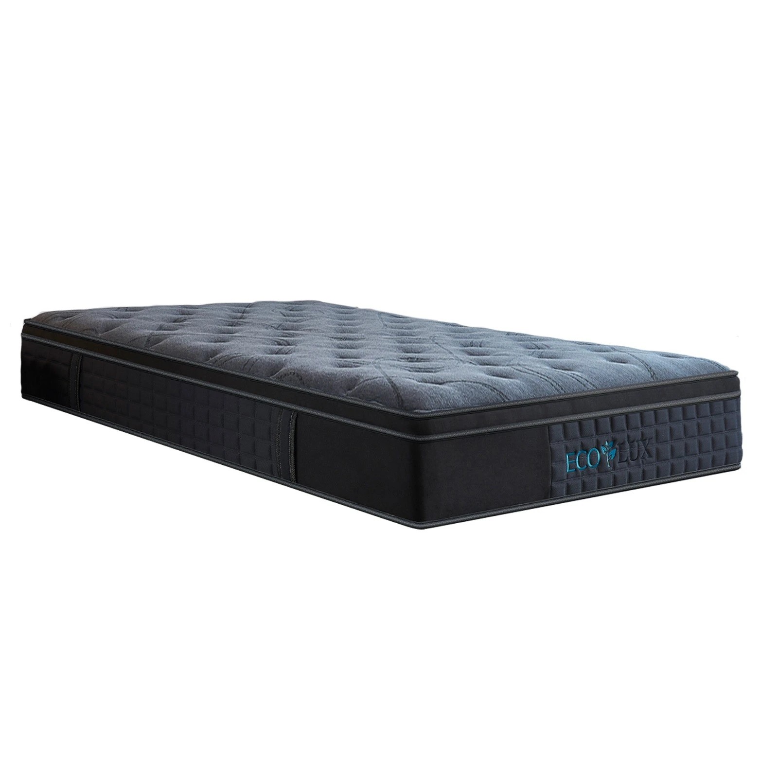 10 Eco Lux Edge Support Euro Top 7-Zone Pocket Spring Mattress Plush Medium Firm - King Single Bed - Charcoal, 10 of 10
