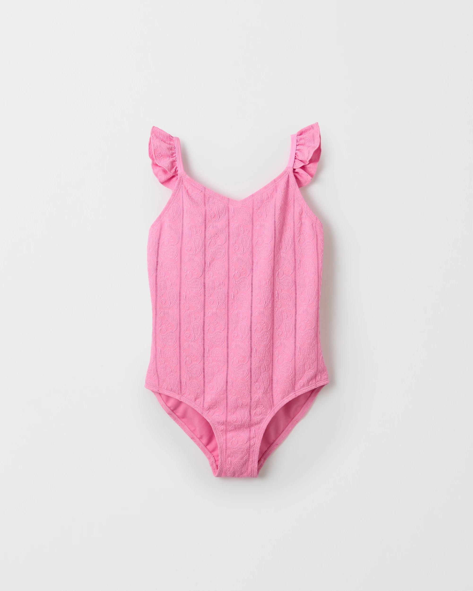 1 Target Kids Sleeveless Textured One Piece Swimsuit PINK, 1 of 2
