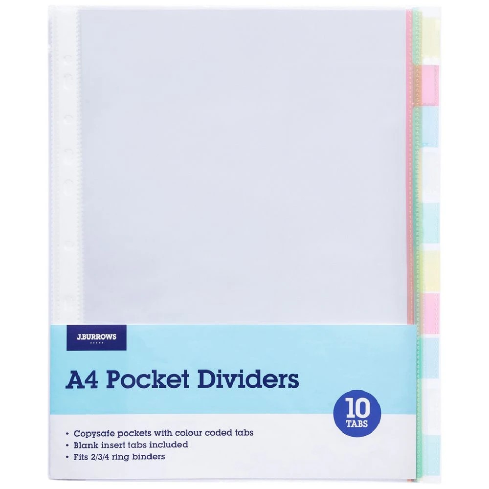 1 J.Burrows A4 Pocket Divider 10 Tab Clear, 1 of 1