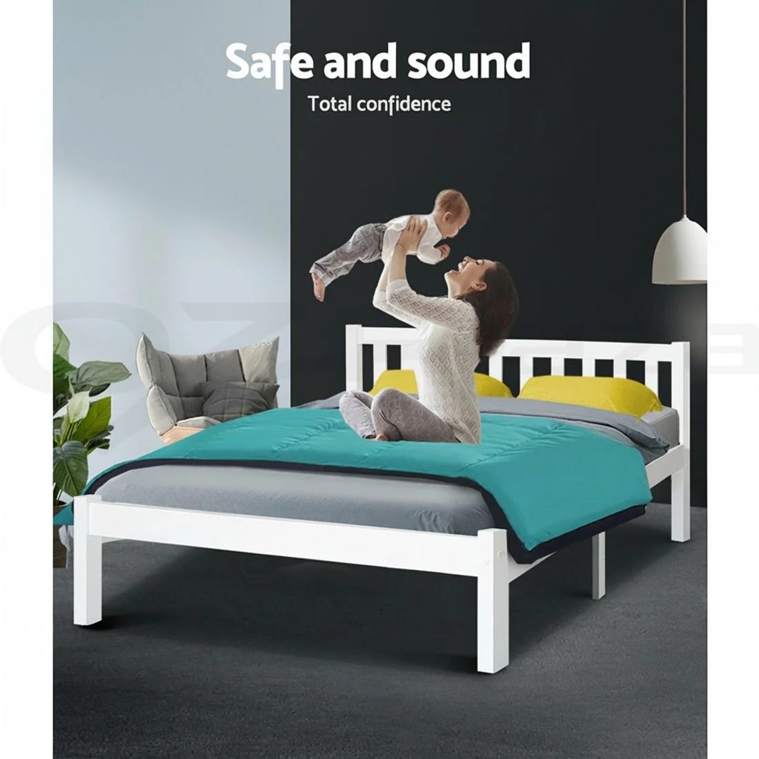 9 Artiss Bed Frame Queen Size Wooden  SOFIE - White, 9 of 10