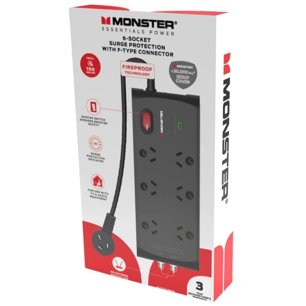 2 Monster 6 Socket Surge Protector Black, 2 of 2