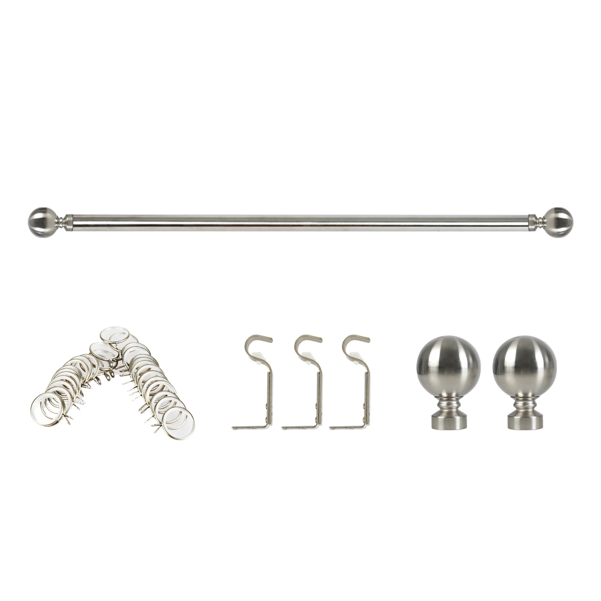 4 Marlow Metal Curtain Pole Rod Set Extendable Adjustable In Satin Nickel, 4 of 5