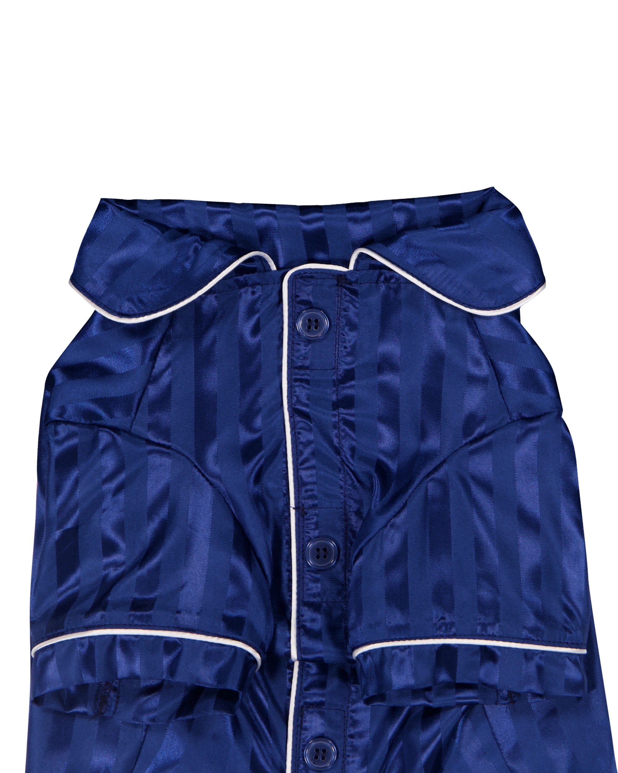 3 Pet Satin Stripe Pyjamas - Medium, Navy, 3 of 9