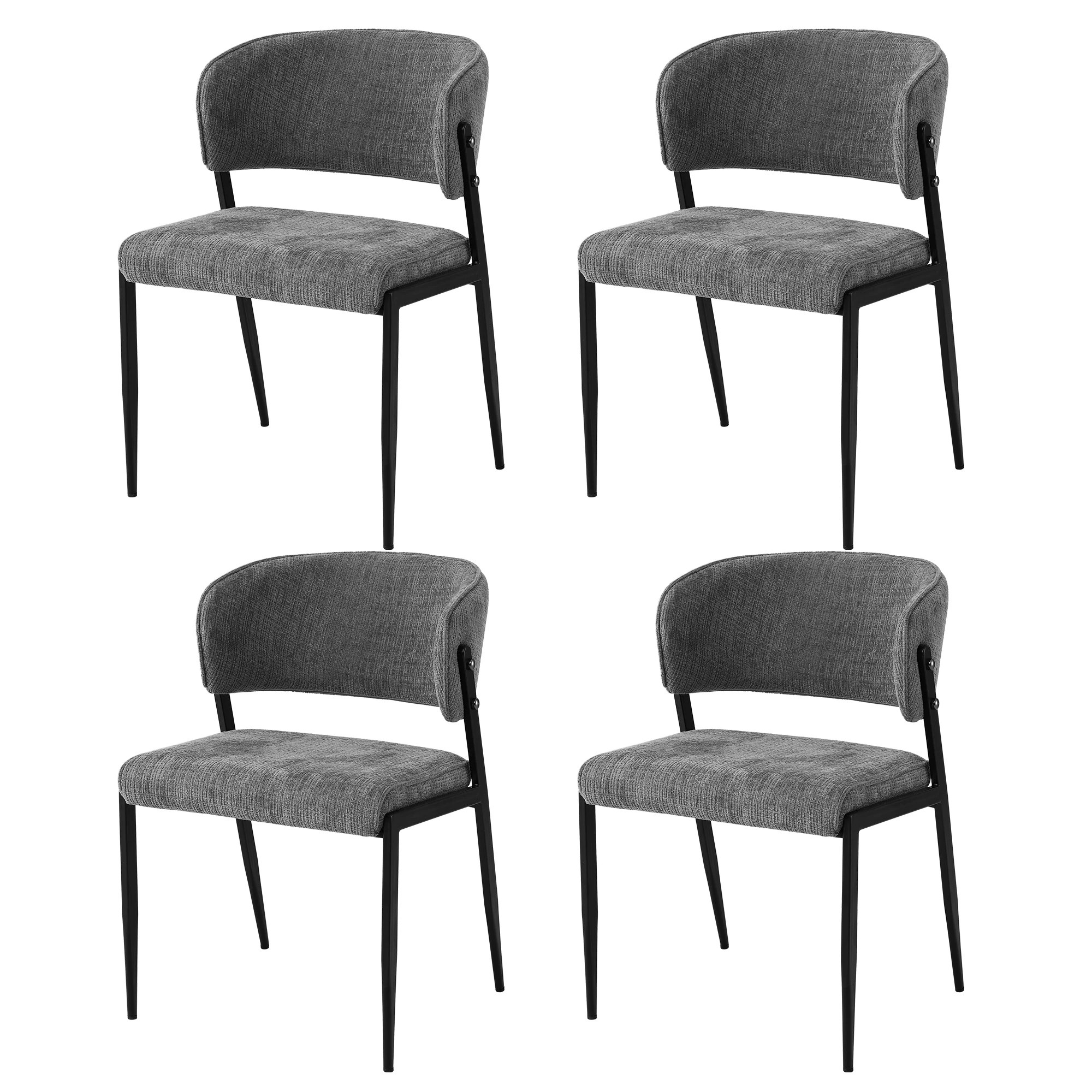 3 Artiss Dining Chairs Set of 4 Linen Fabric Soft Upholstered Chairs - Grey, 3 of 9