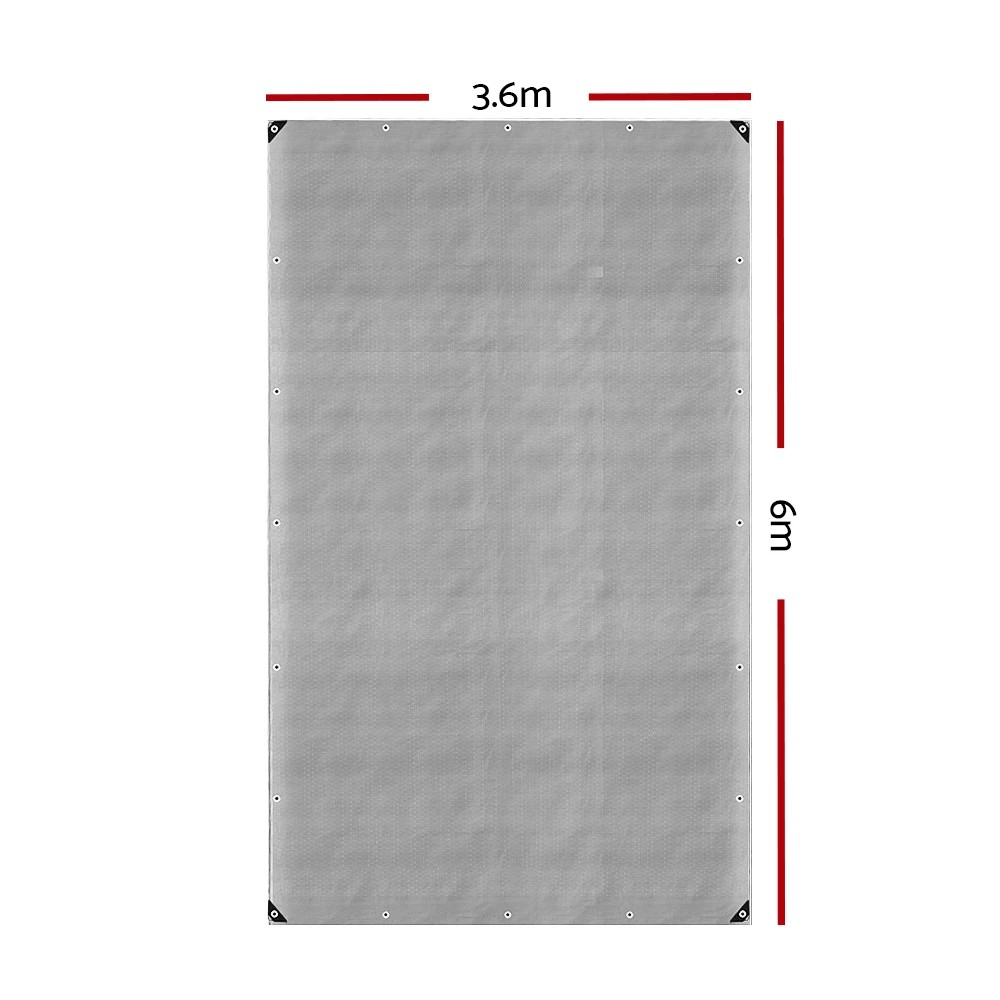 2 Instahut Tarp Tarpaulin 3.6x6m Canvas Camping Heavy Duty Sun Cover - Silver, 2 of 7