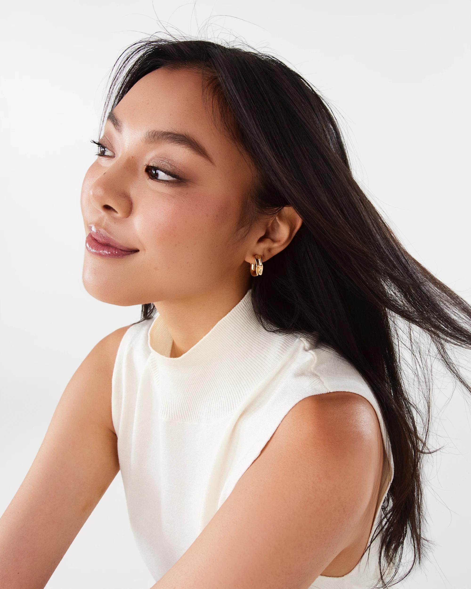 6 18K Gold Plated Organic Hoop Earrings Gold, 6 of 7