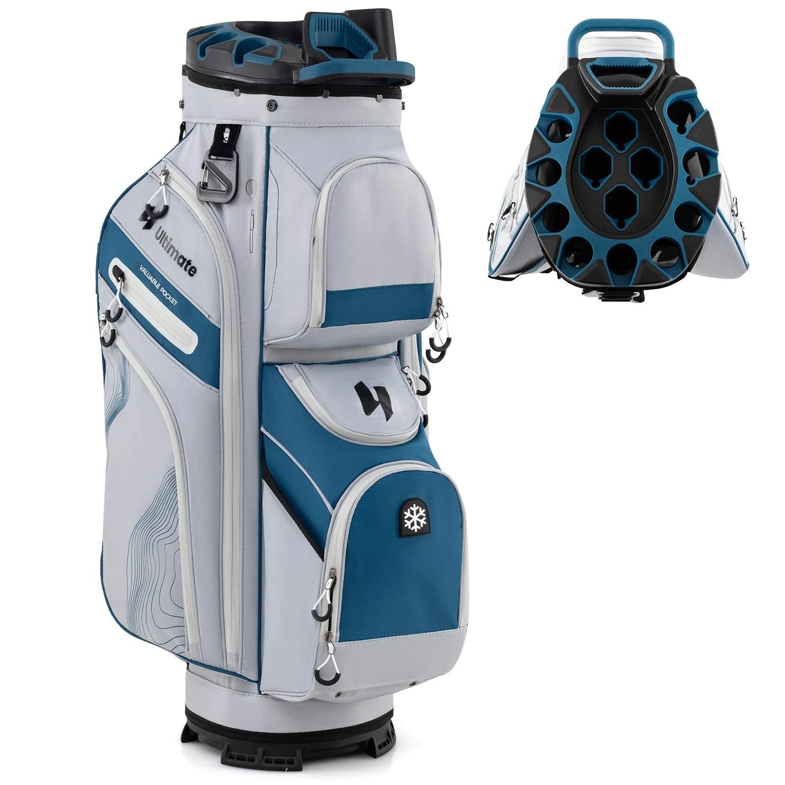 1 Costway Golf Cart Bag Molded Lock Top Golf Travel Bag w/14-Way Dividers & 11 Pockets Men Women - Blue, 1 of 1