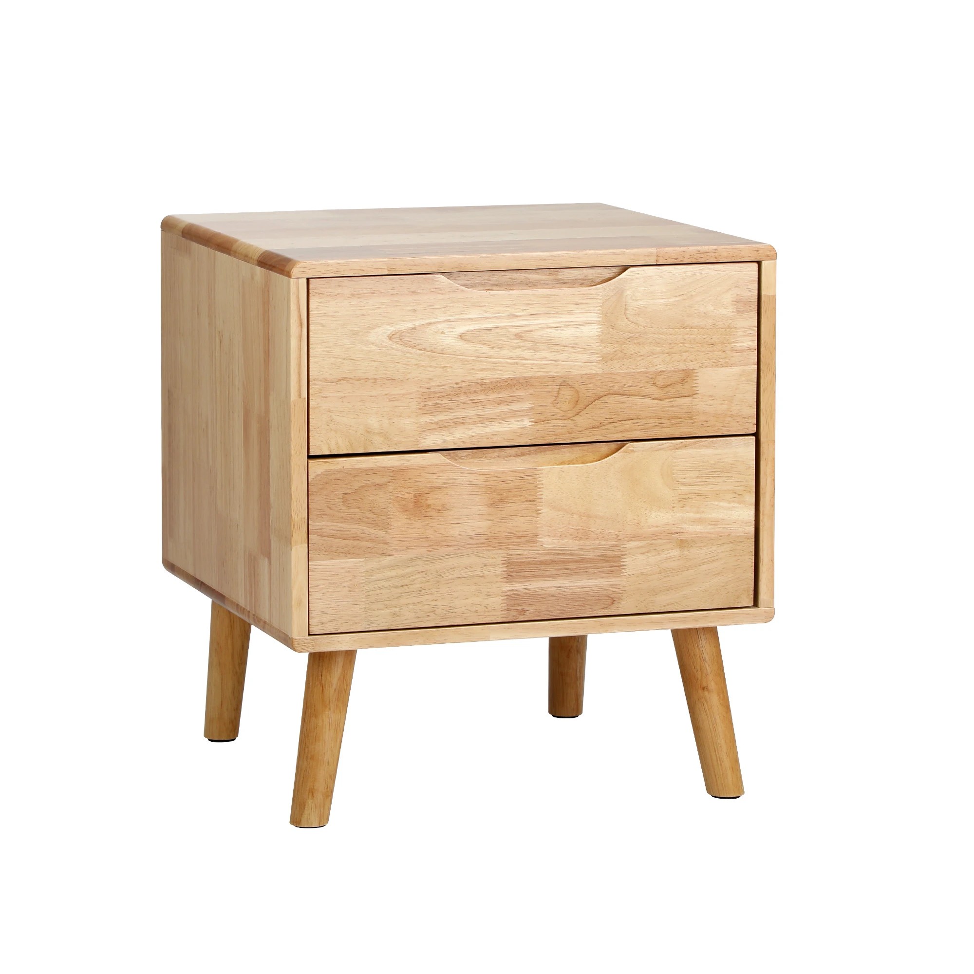 6 Oikiture 2pc Bedside Tables 2 Drawers Storage Nightstand Solid Wood - Natural, 6 of 8
