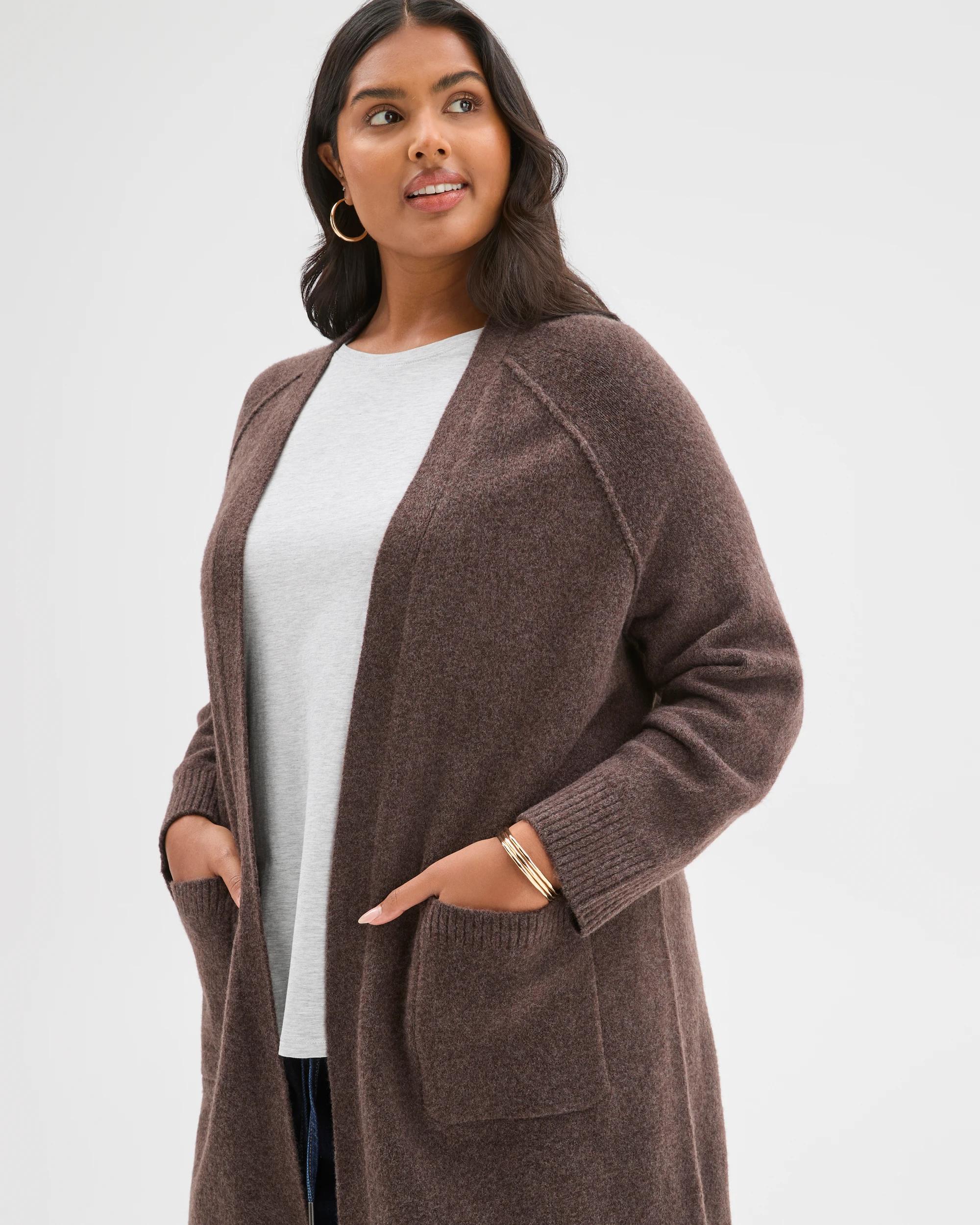 3 Target Curve Plus Size Lofty Edge To Edge Cardigan BRUNETTE, 3 of 7