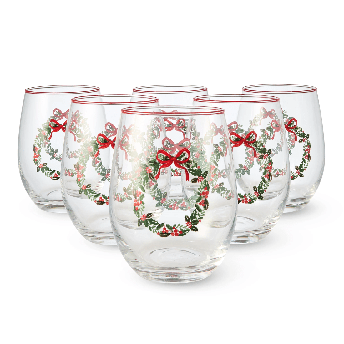 1 6 Wreath Stemless Glasses, 1 of 6