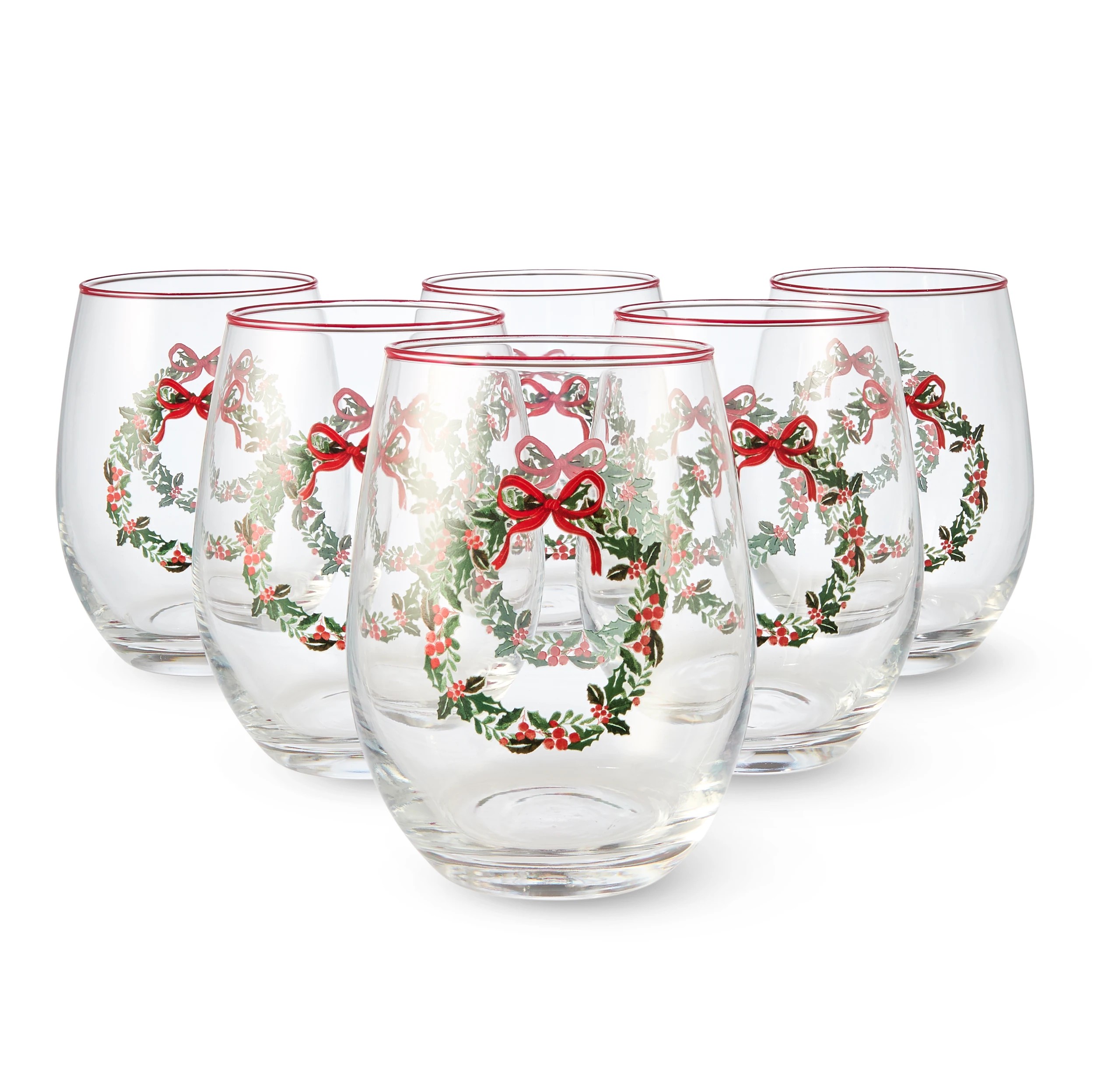 1 6 Wreath Stemless Glasses, 1 of 6